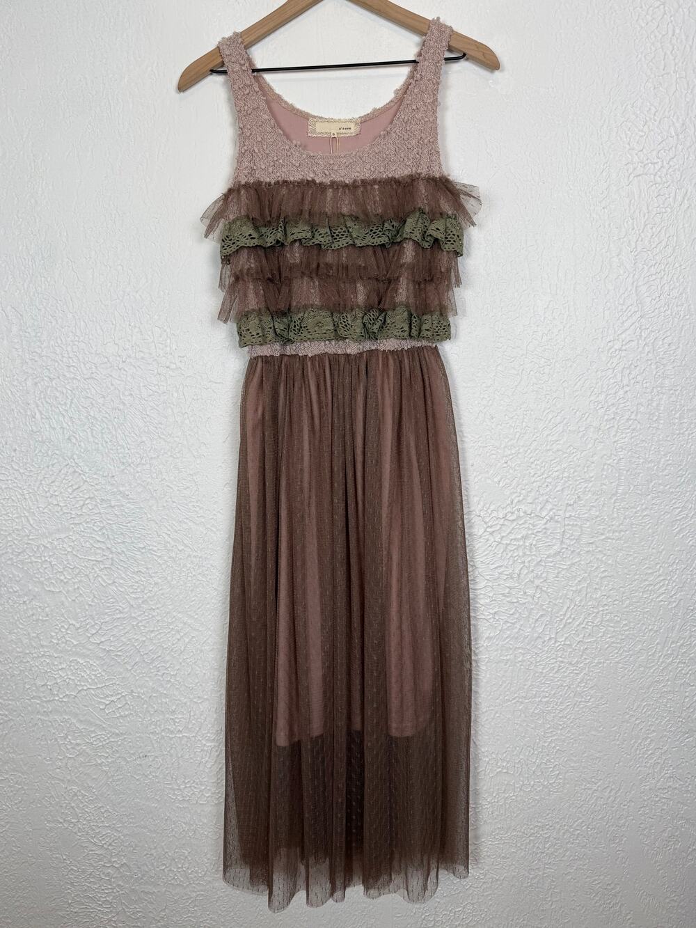 A’reve Layered Tulle Midi Dress Sleeveless Fairycore Whimsy NWT Size Small